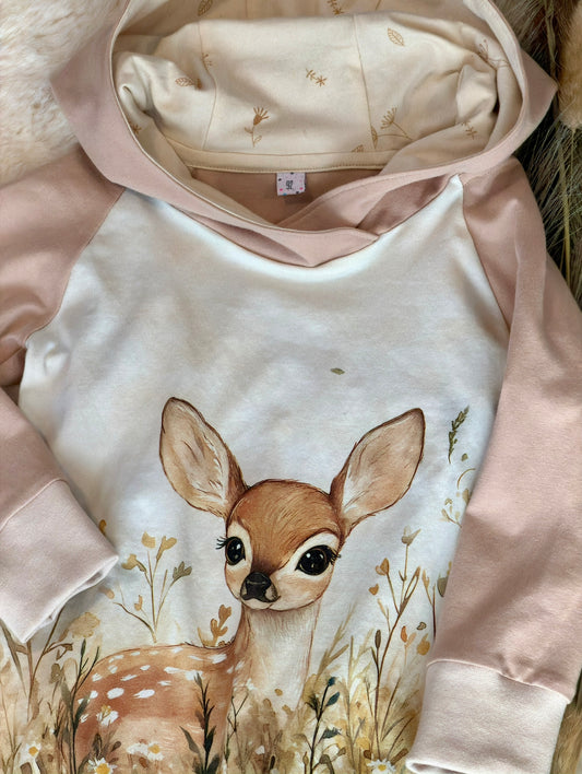 Mädchen Hoodiekleid Reh Größe 92