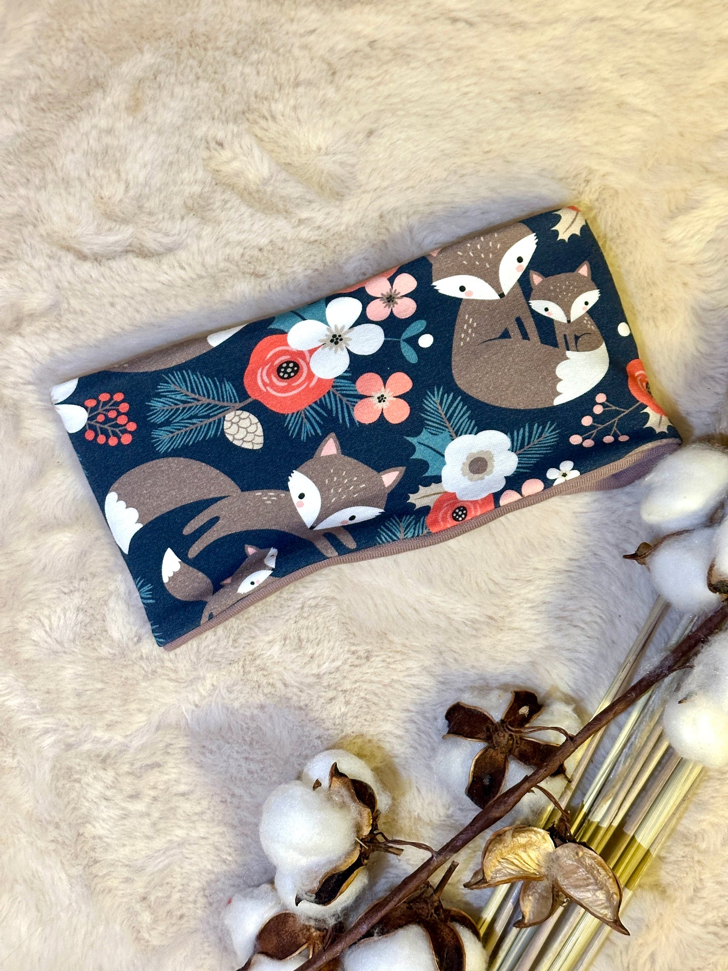 Knotenstirnband Fuchsfamilie KU 44-48 aus Bio Baumwolle