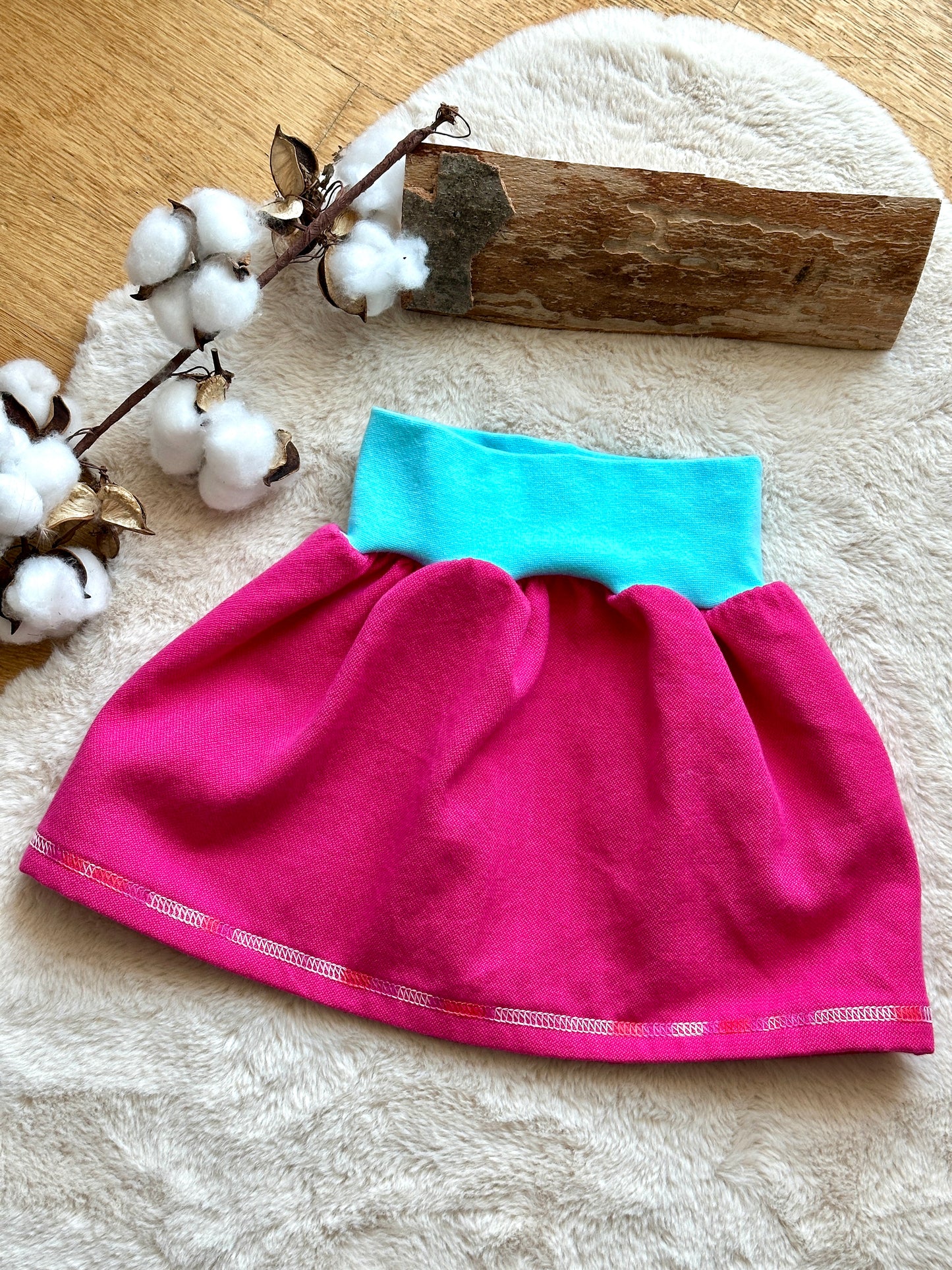 03 | ROCK | Mädchen Rock rosa-blau | Bio | Größe 98