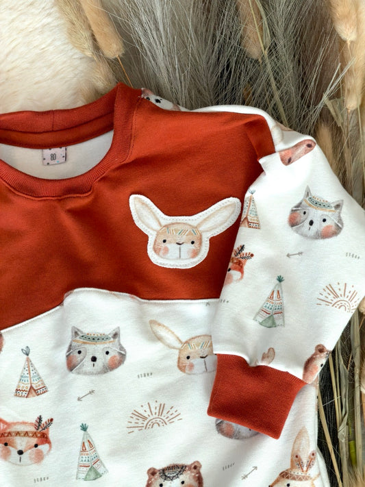 Oversized Sweater Waldtierfreunde Hase | Bio | Größe 80