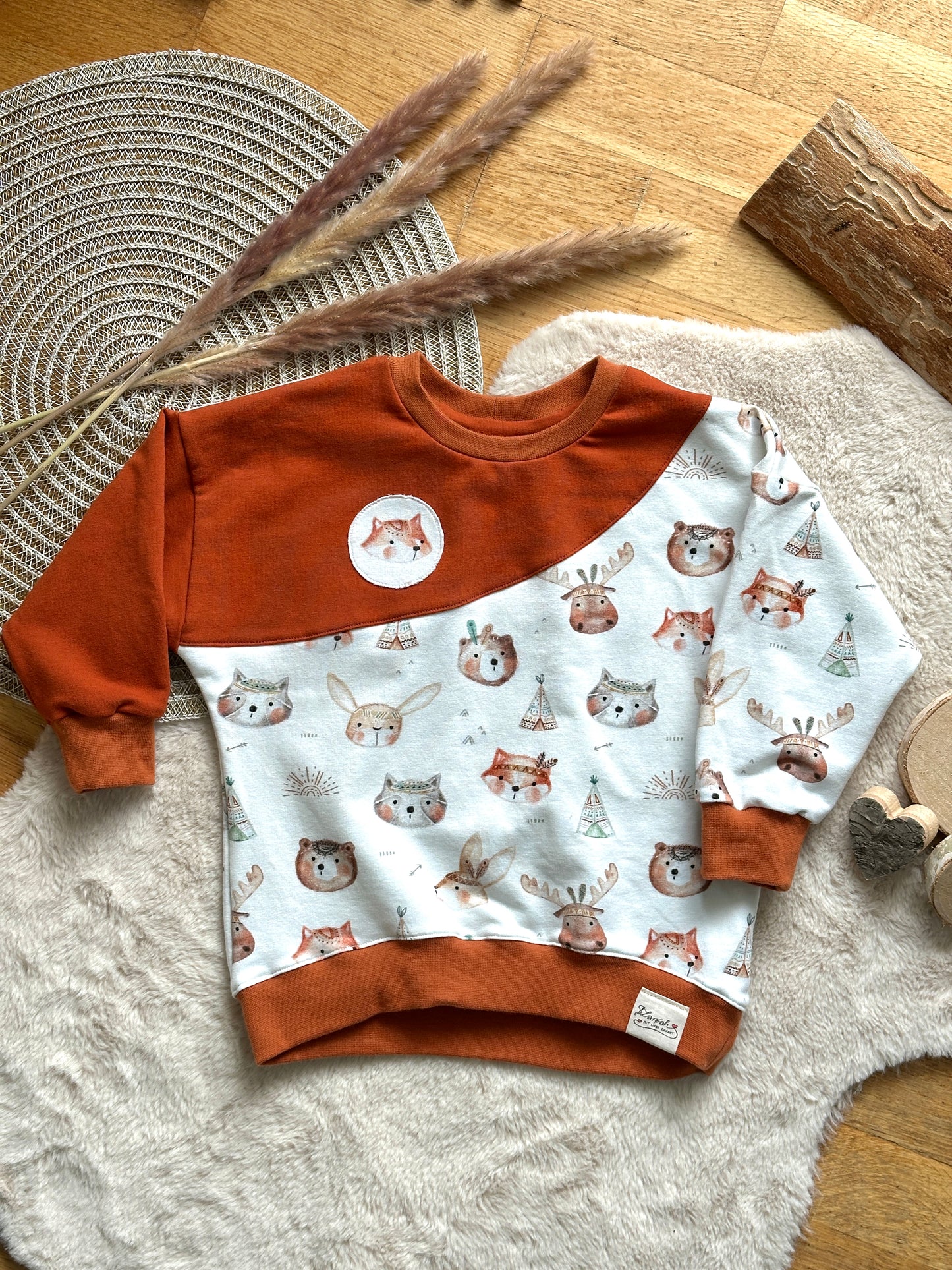 01 |  SET |  Sweater Waldtierfreunde Fuchs & Jogger Jeanslook | Bio | Größe 92