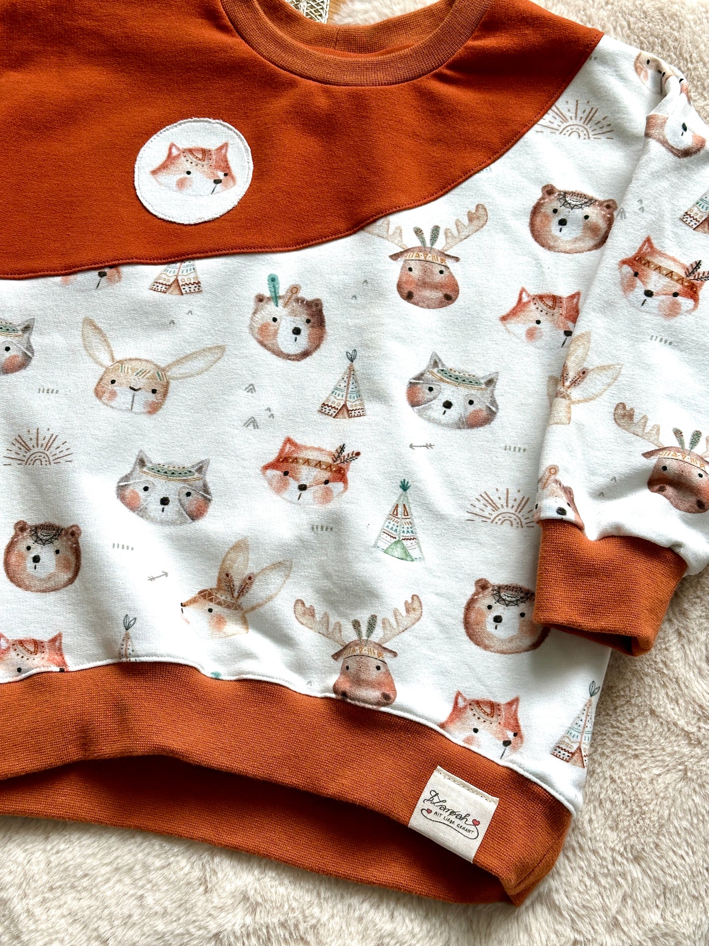 01 |  SET |  Sweater Waldtierfreunde Fuchs & Jogger Jeanslook | Bio | Größe 92