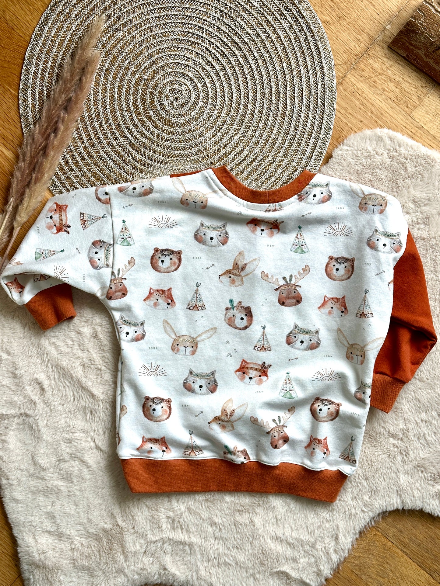 01 |  SET |  Sweater Waldtierfreunde Fuchs & Jogger Jeanslook | Bio | Größe 92