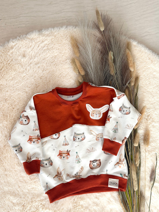 Oversized Sweater Waldtierfreunde Hase | Bio | Größe 80