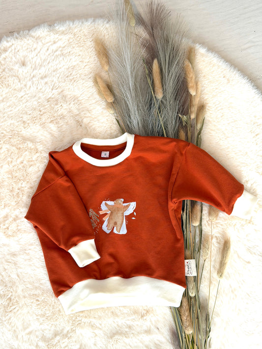 Oversized Sweater Schneeengelbär orangebraun | Bio | Größe 74