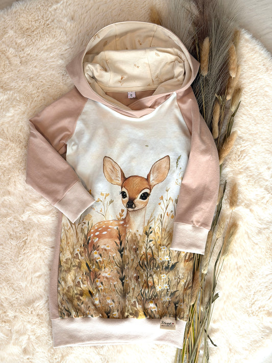 Mädchen Hoodiekleid Reh Größe 92