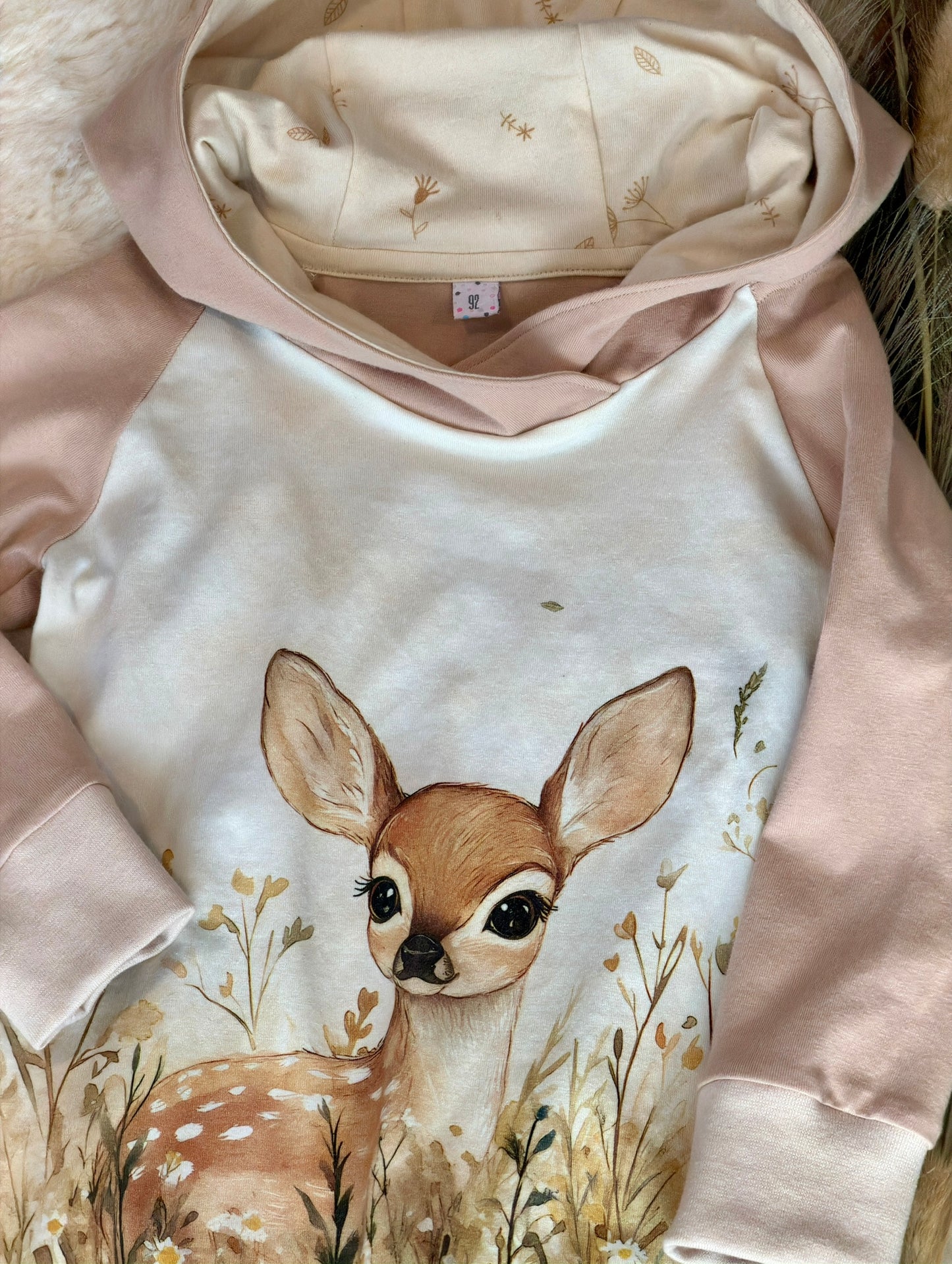 Mädchen Hoodiekleid Reh Größe 92