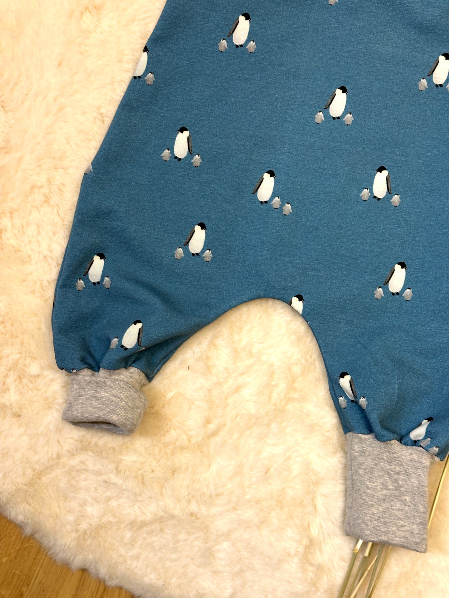 Set: Strampler & Halstuch Pinguine jeansblau | Bio | Größe 74