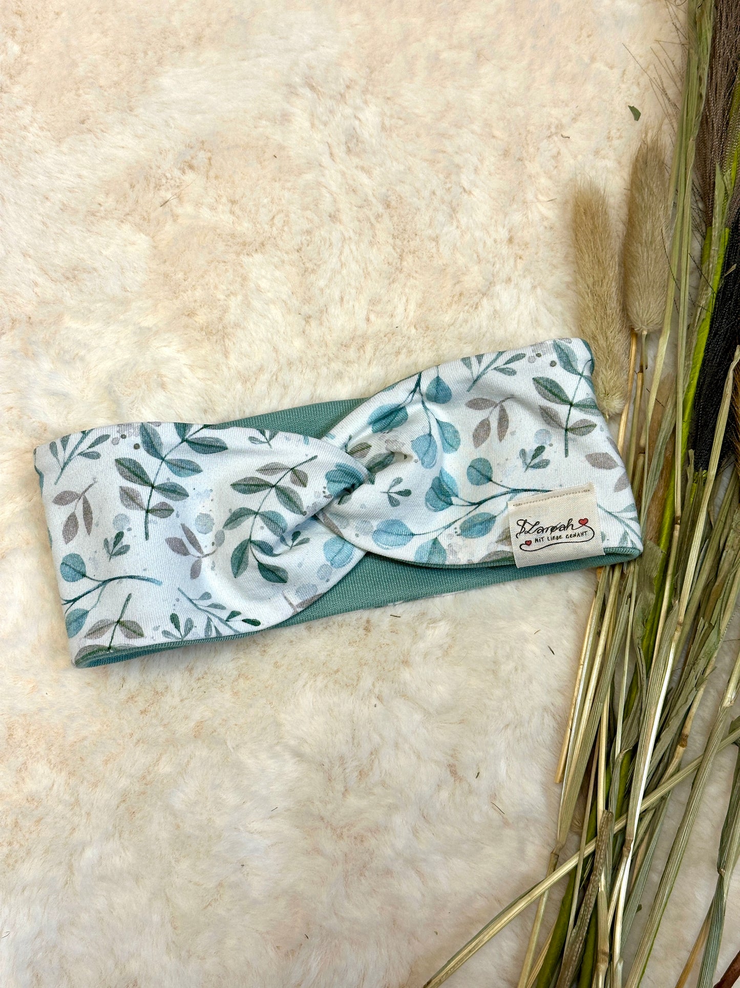 Knotenstirnband Blätter KU 44-48 aus Bio Baumwolle