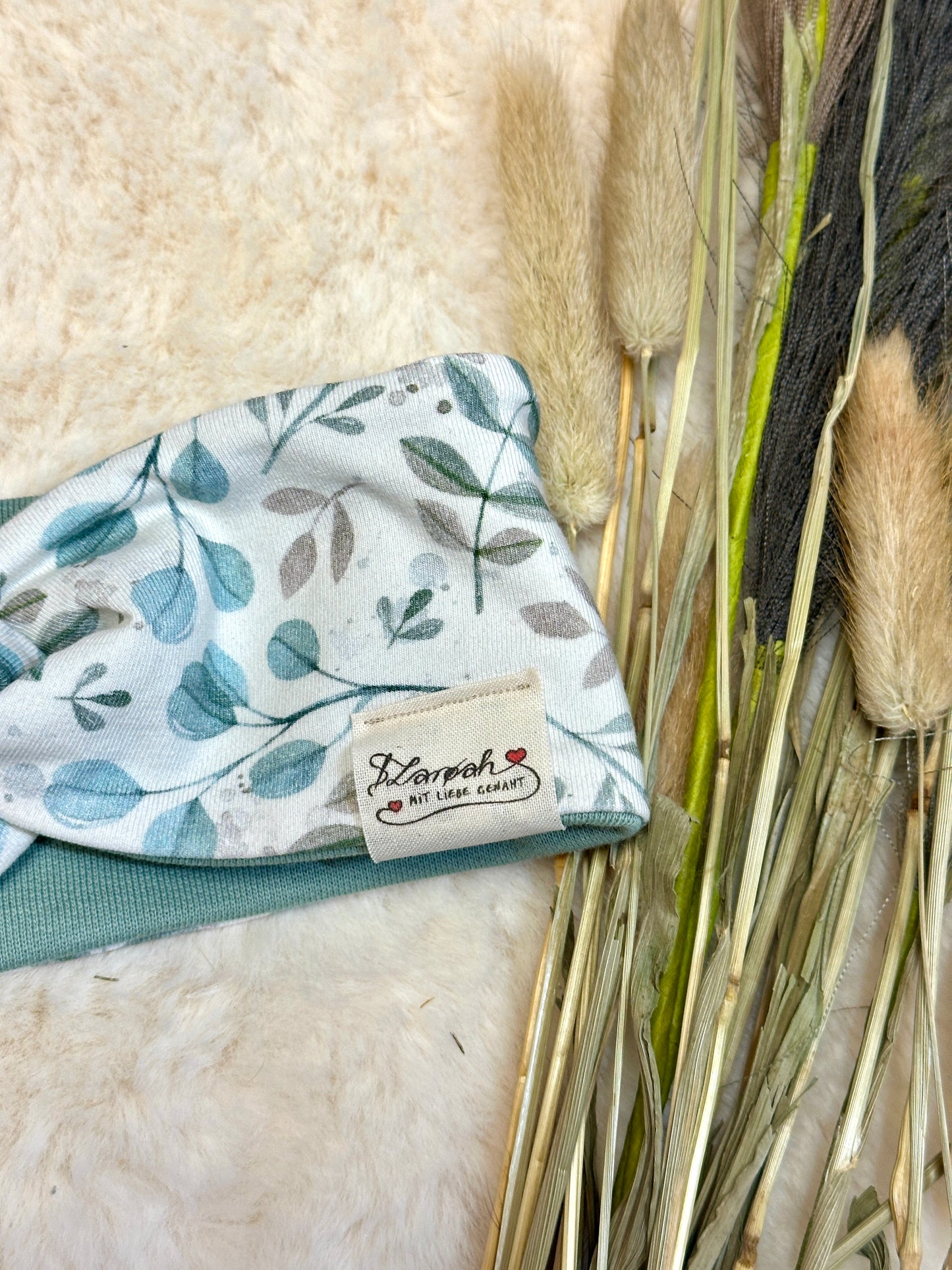 Knotenstirnband Blätter KU 44-48 aus Bio Baumwolle