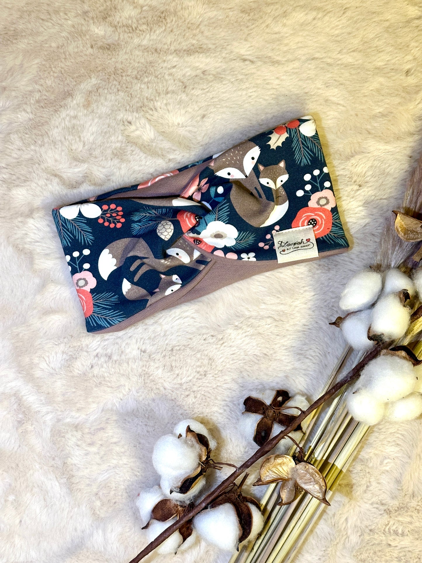 Knotenstirnband Fuchsfamilie KU 44-48 aus Bio Baumwolle