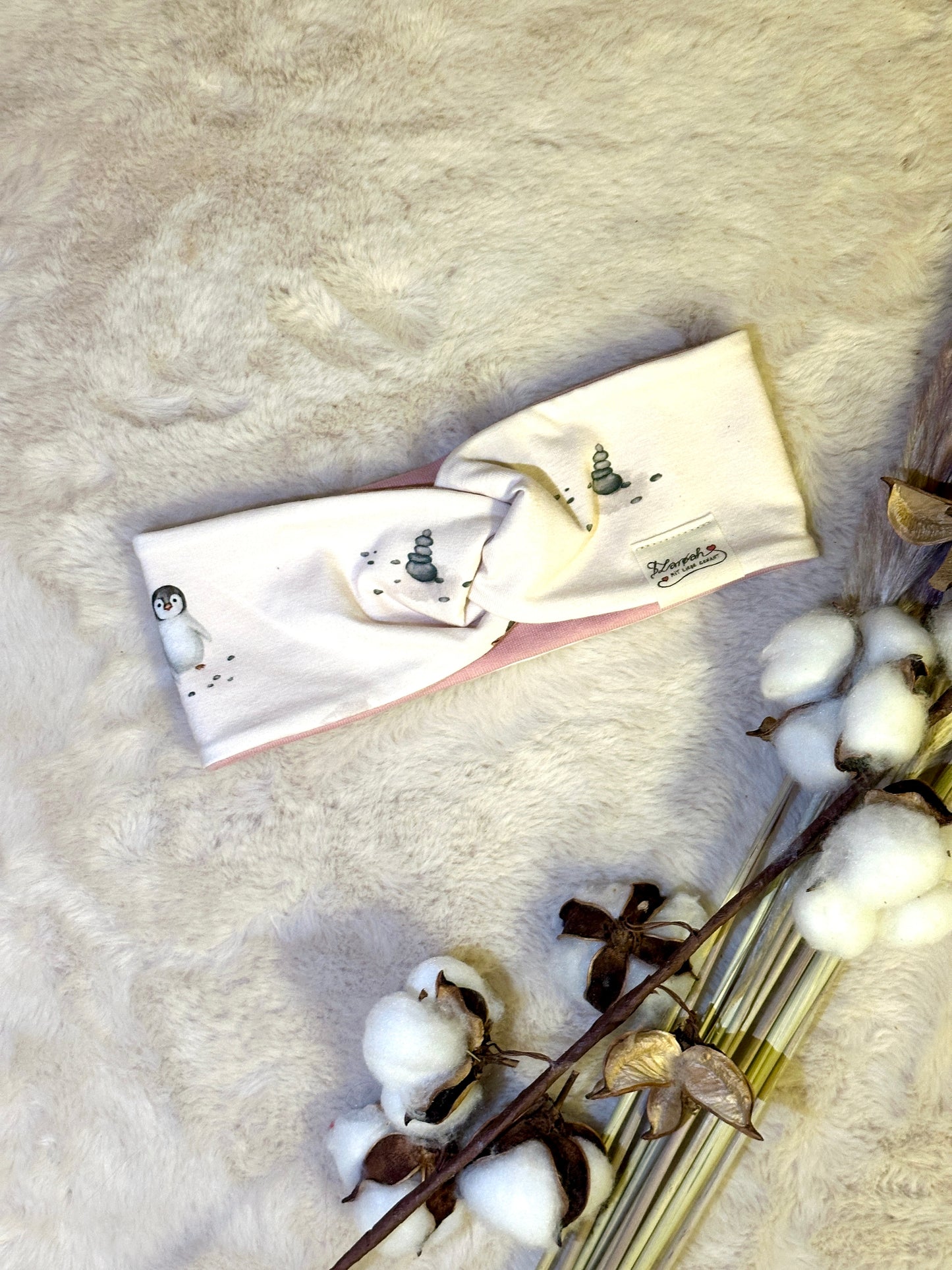 Knotenstirnband Babypinguin KU 46-50 aus Bio Baumwolle