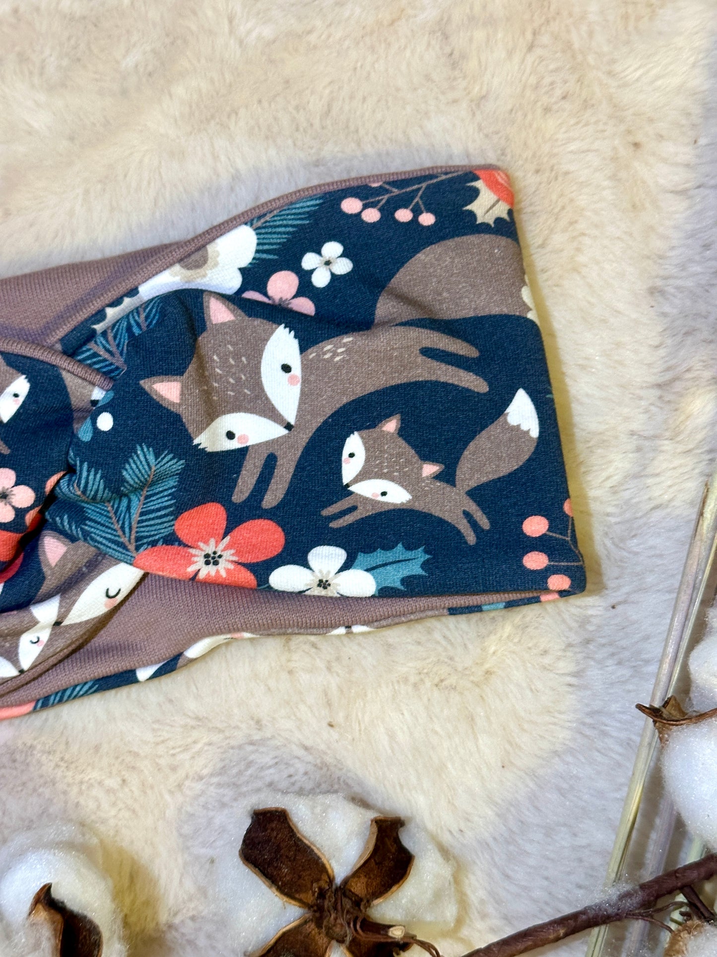 Knotenstirnband Fuchsfamilie KU 46-50 aus Bio Baumwolle