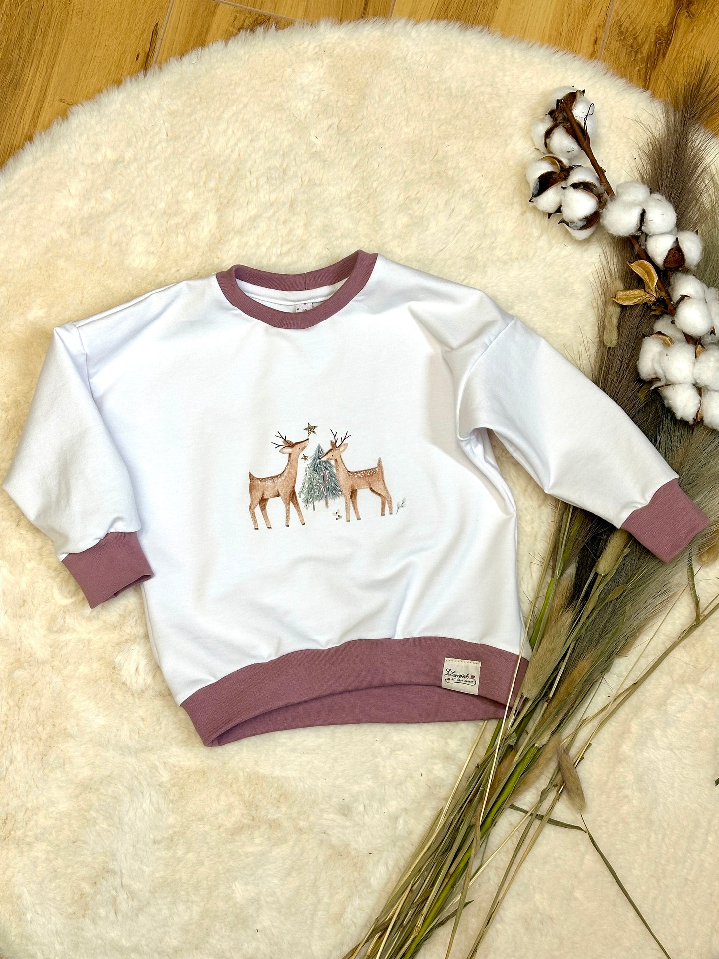 Oversized Sweater Weihnachtsrehe | Bio | Größe 92