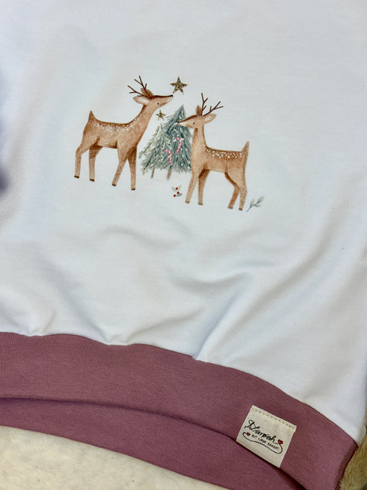 Oversized Sweater Weihnachtsrehe | Bio | Größe 92