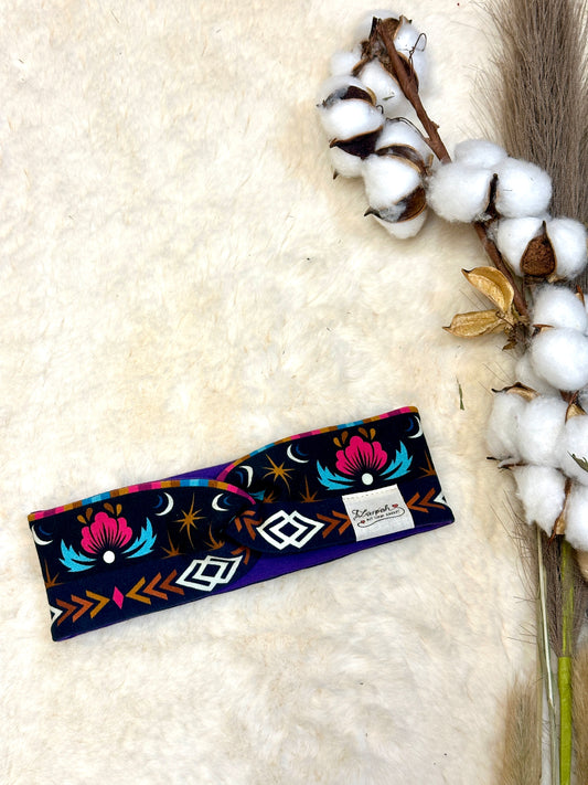 Knotenstirnband Mystic Bloom KU 44-48 aus Bio Baumwolle