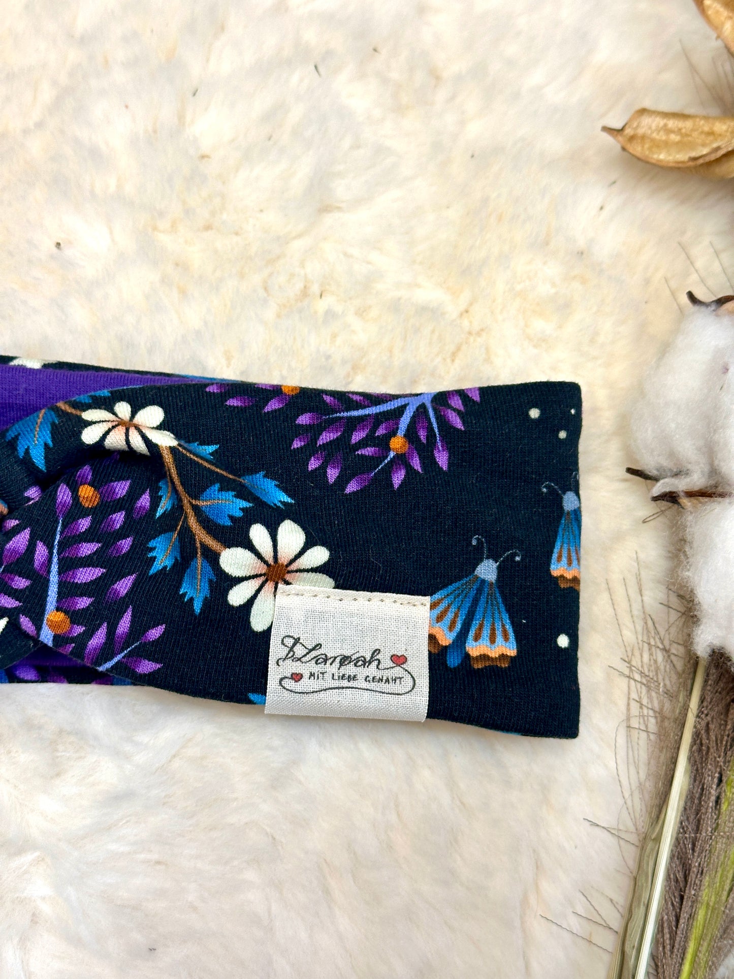 Knotenstirnband Eulenmagie KU 44-48 aus Bio Baumwolle