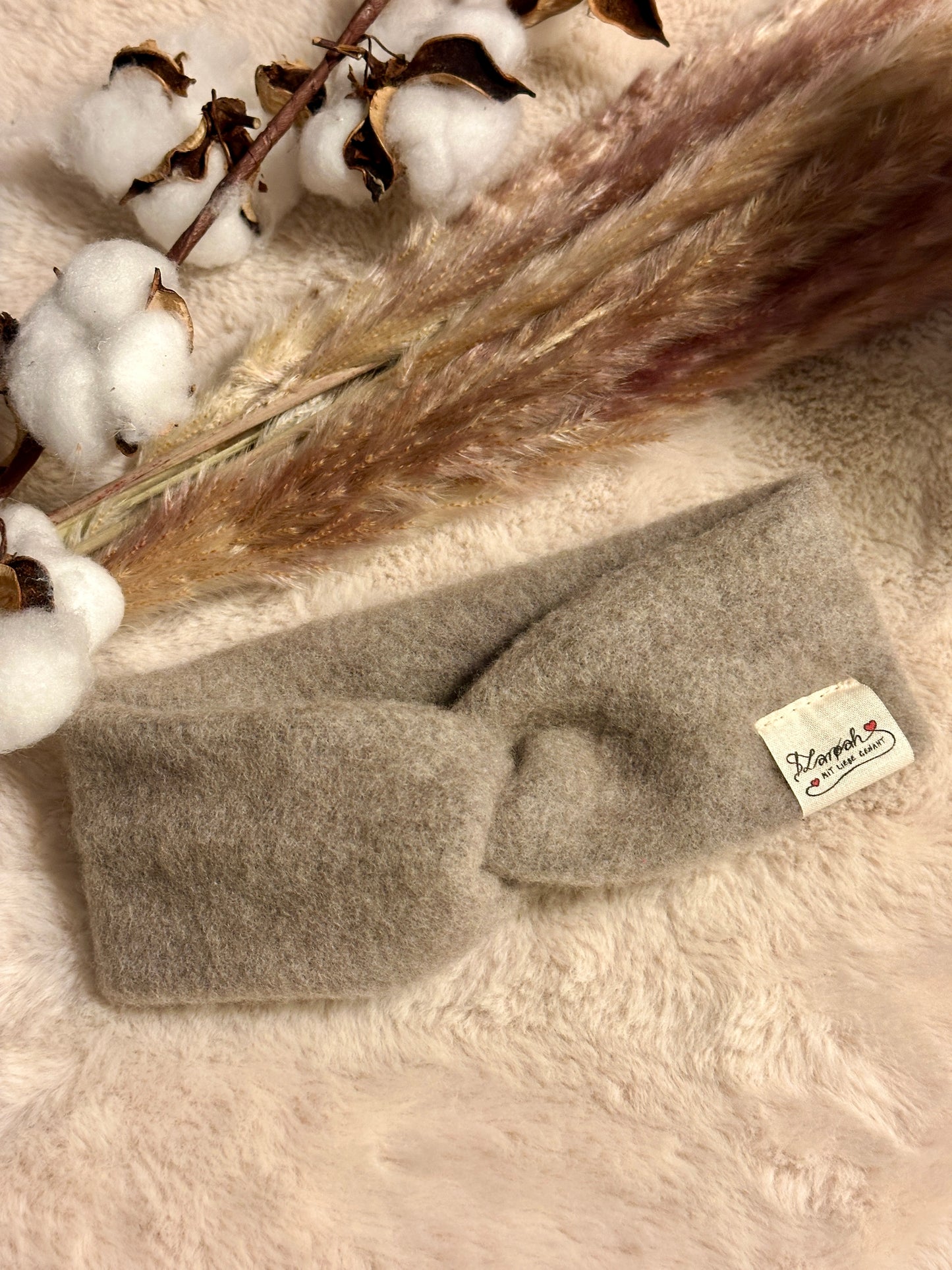 ❄️ Knotenstirnband | Bio Merino Wollfleece | hellbeige