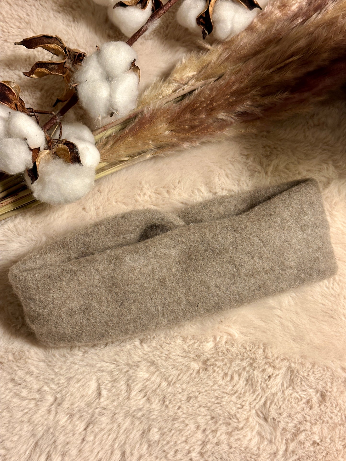 ❄️ Knotenstirnband | Bio Merino Wollfleece | hellbeige
