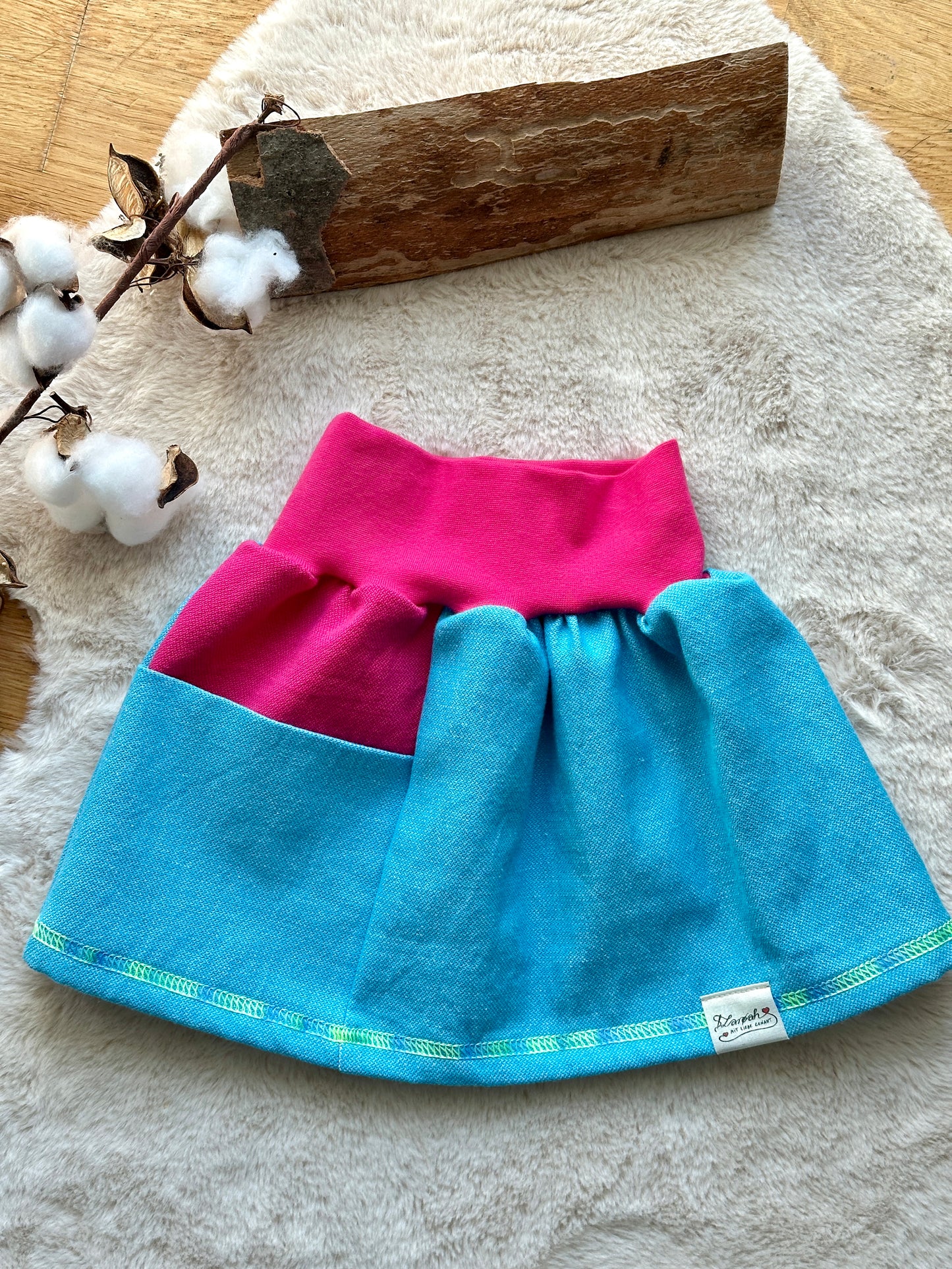 03 | ROCK |  Mädchen Rock blau-rosa | Bio | Größe 92