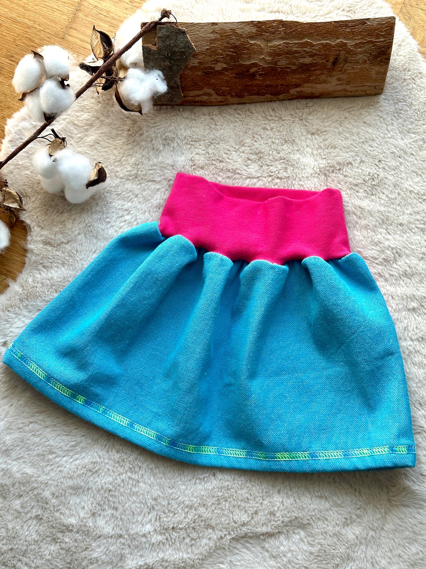 03 | ROCK |  Mädchen Rock blau-rosa | Bio | Größe 92