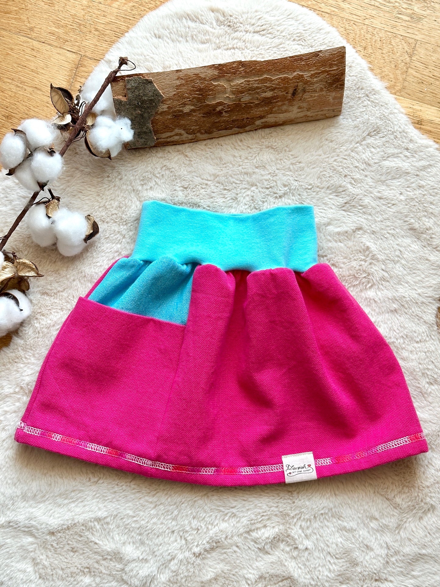 03 | ROCK |  Mädchen Rock rosa-blau | Bio | Größe 98